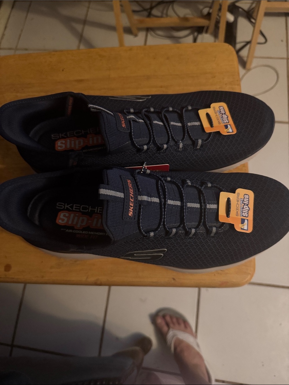 Skechers Navy and Gray Slip-On Athletic Sneakers